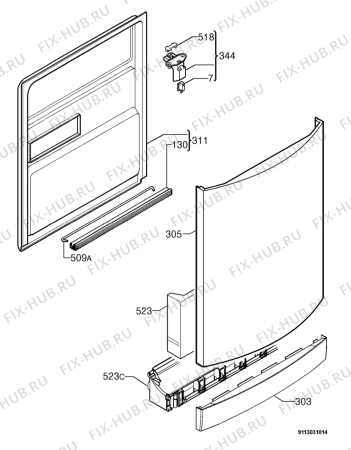 Взрыв-схема посудомоечной машины Electrolux ESF65060X - Схема узла Door 003